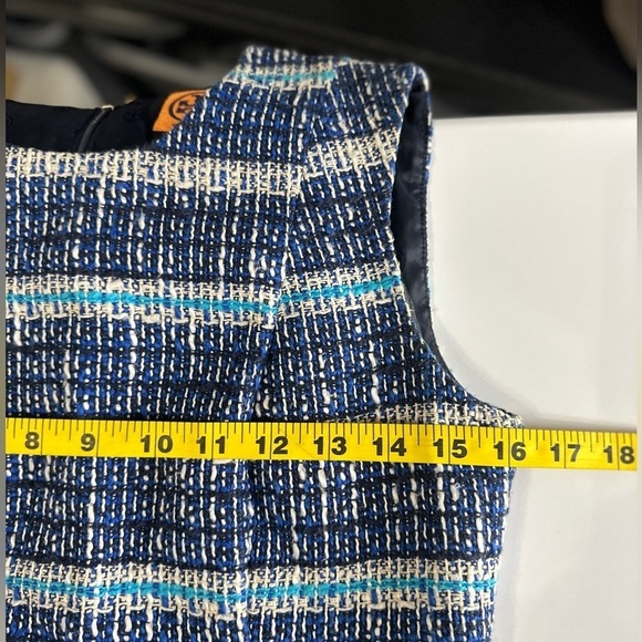 Tory Burch Women’s Sleeveless Tweed Stripes Sheath Dress Blue Sz 2 - Picture 10 of 12
